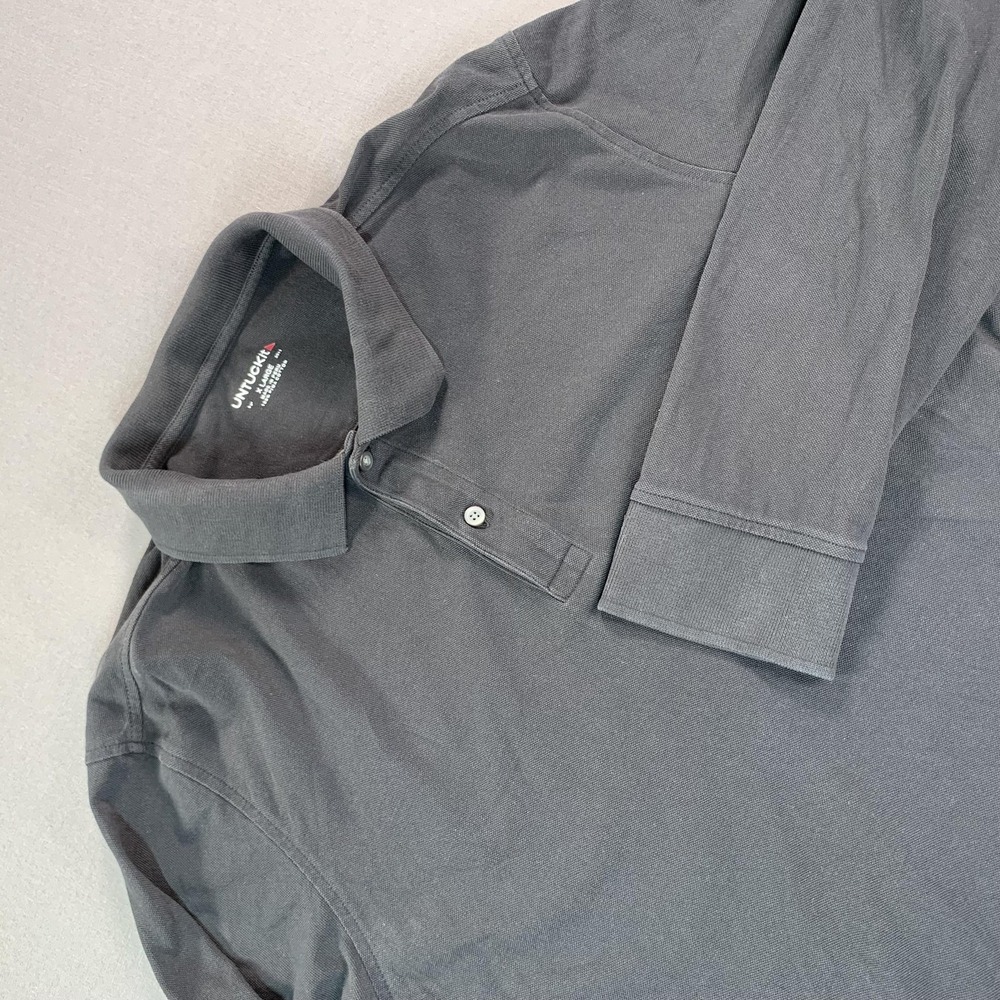UNTUCKit Polo Shirt Mens XL‎ BLack Long Sleeve Pima Cotton Avignon Peru Knit